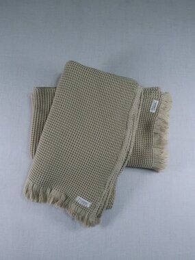 Sandcloud 100% Cotton Turkish Made Waffle Bath Towel Beige Fringe Spa